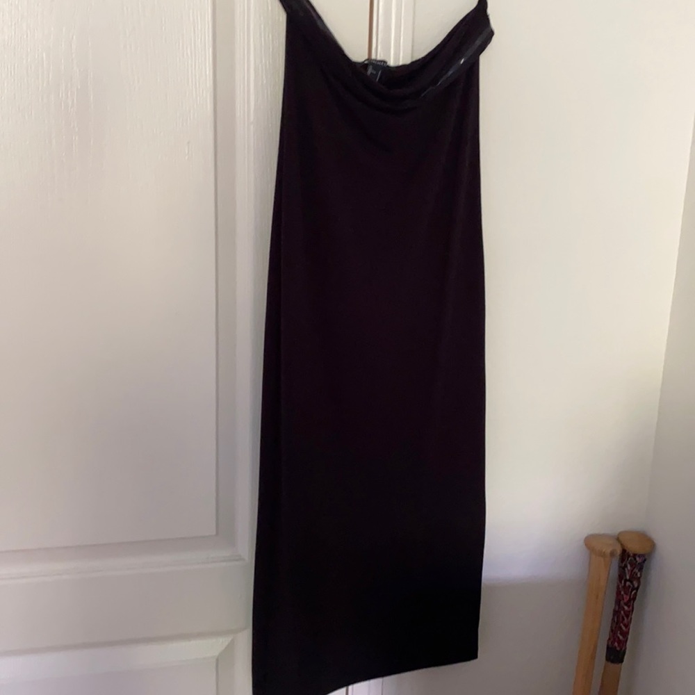 Black tight fitted strapless dress